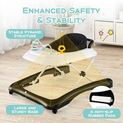 Folding Baby Walker Push Along and Walker Combofor 6-14 Months Boys Girls