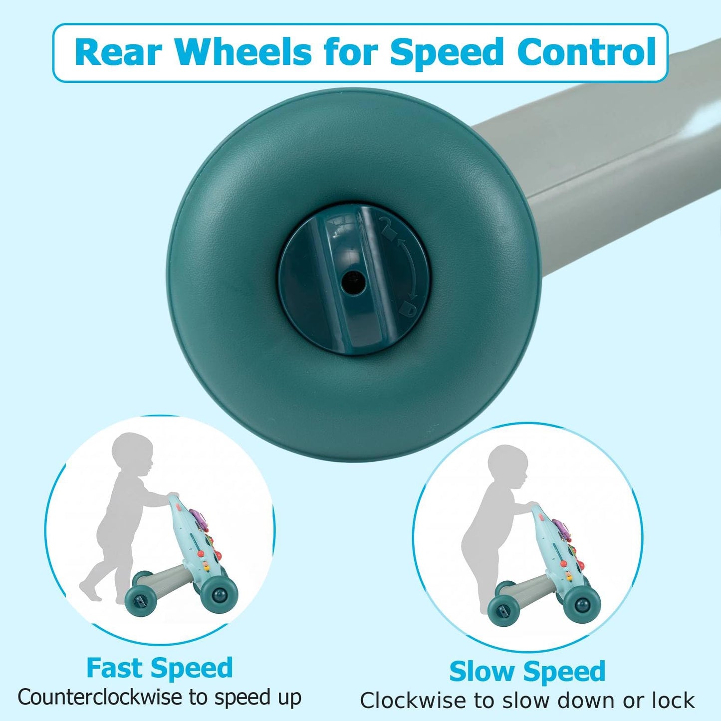 2 in 1 Montessori Baby Walker, Sit to Stand Learning Walkers with Adjustable Rear Wheel
