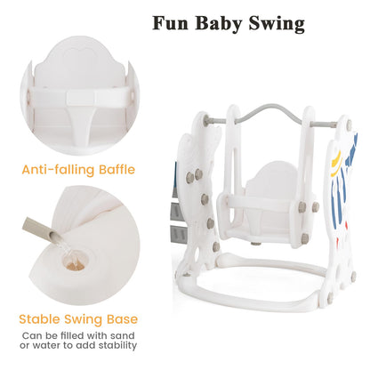 Toddler Slide and Swing Set with Extended Slide, Swing, Basketball Hoop and Climber