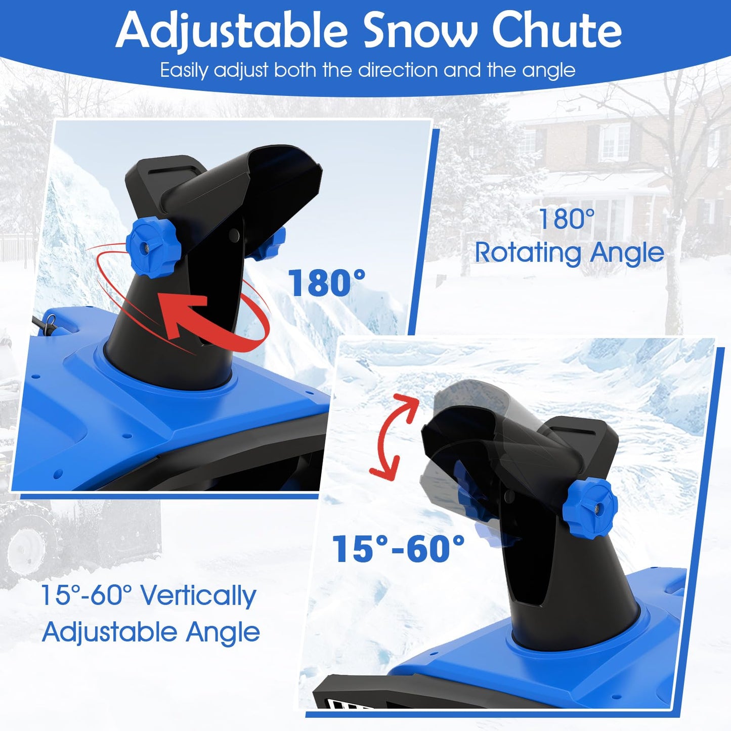 Electric Walk-behind Snow Blower with Dual LED Lights and Rotating Chute