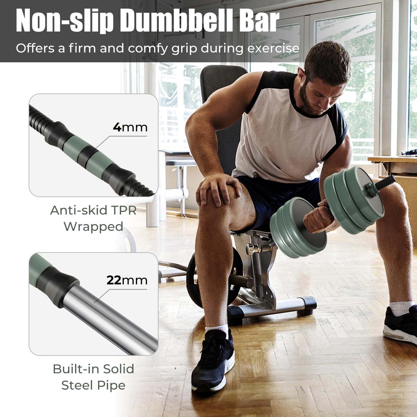 21KG/41KG Dumbbell Barbell Set, 4-in-1 Dumbbell, Barbell, Kettlebell & Push-Up Stand