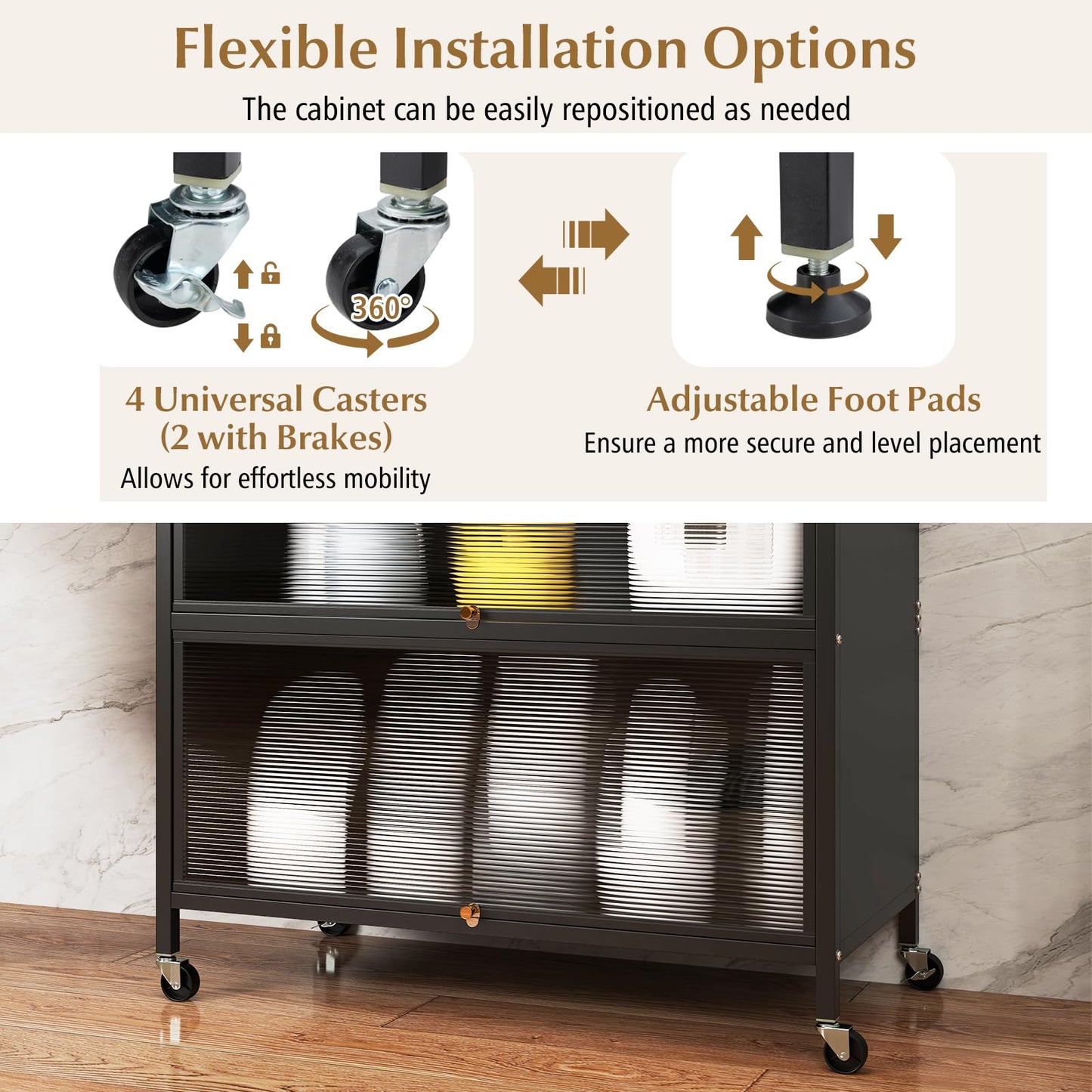 5 or 6 Tier Kitchen Pantry Cabinet Buffet Cabinet with Hutch