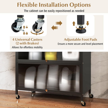 5 or 6 Tier Kitchen Pantry Cabinet Buffet Cabinet with Hutch
