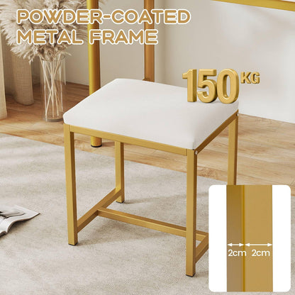 Small Makeup Chair with Soft Padded Cushion and Golden Metal Legs