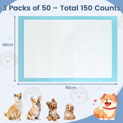 Dog and Puppy Pee Pads 90 x 60 cm(150 Counts) 6-Layer Leak-Proof Pet Pads
