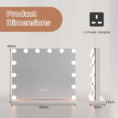 Hollywood Vanity Mirror with with 3 Color Lighting Modes for Tabletop