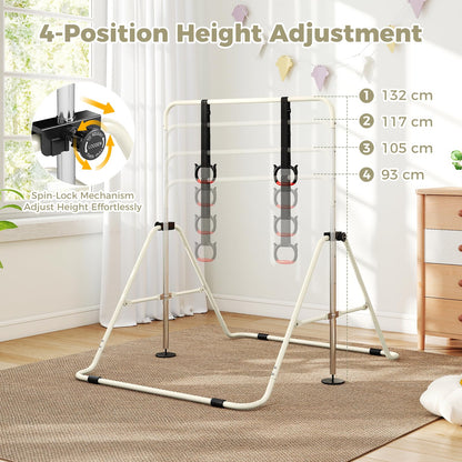 Folding Gymnastics Bar, Height Adjustable Horizontal Kip Bars with Anti-slip Base