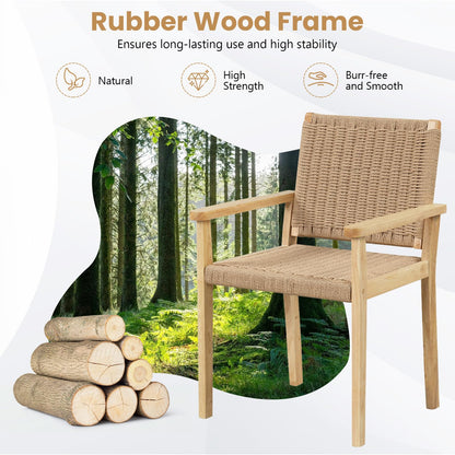 Wood Chair Set of 2 with Paper Rope Woven Seat