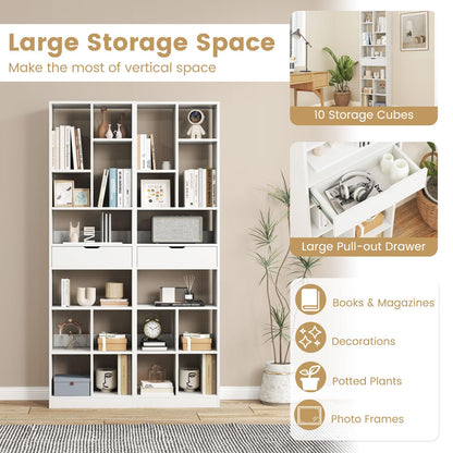 Modern Storage Bookshelf with Drawer for Living Room
