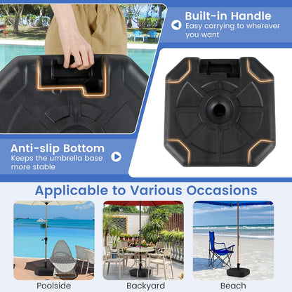 40kg Water+Sand Filled Patio Parasol Umbrella Stand Fit 38/48 mm Umbrella Poles