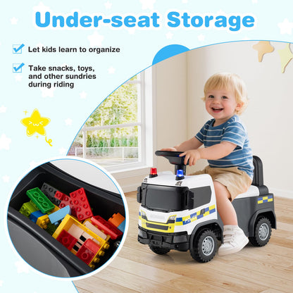 Kids Ride On Push Car with Lights and Under-seat Storage
