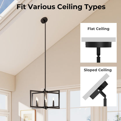 6-Light Black Farmhouse Chandelier with Adjustable Height