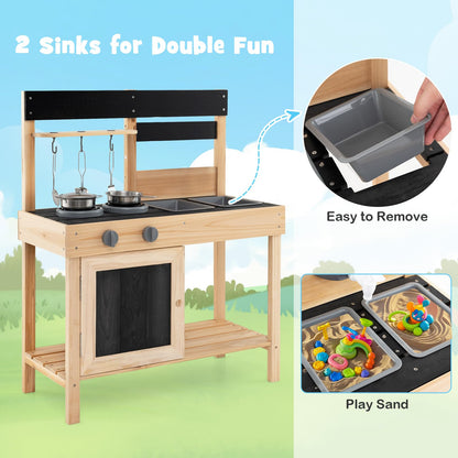 Mud Kitchen Playset with 2 Removable Sinks