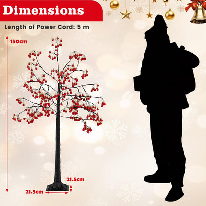 150 CM Christmas Decoration Tree Artificial Tree with Bendable Branches and 384 Red Balls