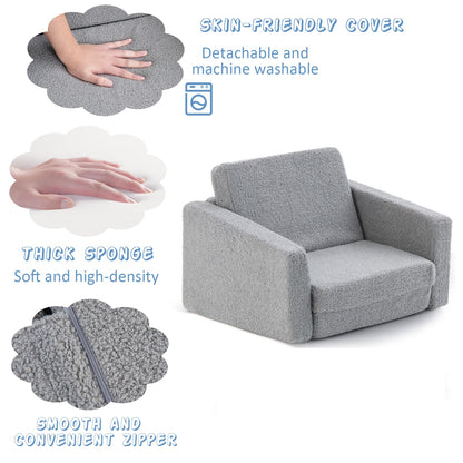 2-in-1 Toddler Fold out Couch with Washable Sofa Cover