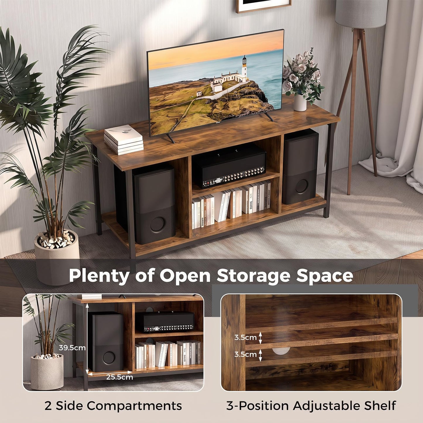 TV Stand Cabinet for 50 Inch TVs, with Power Outlets