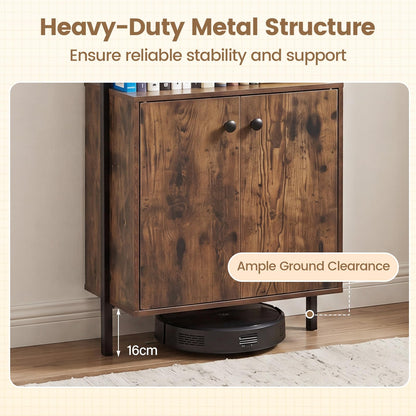7-Tier Ladder Bookshelf with 2-Door Cabinet and 4 Shelves
