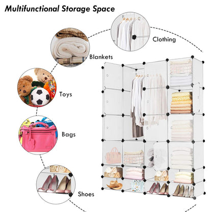 24 Cube DIY Interlocking Combination Armoire with 16 Cubes