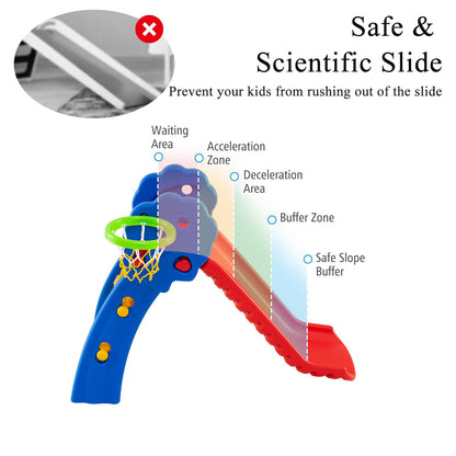 3 in 1 Toddler Slide with Basketball Hoop for Indoor and Outdoor Playground