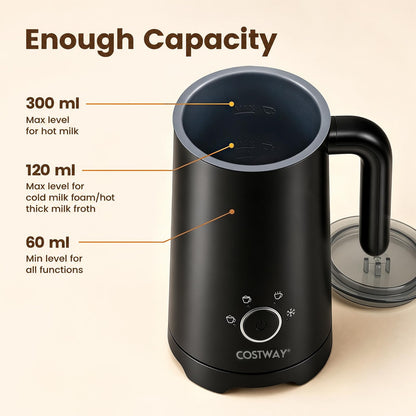 4-in-1 Electric Milk Frother and Steamer with 2 Whisks