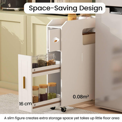 16 CM Small Bathroom Storage Cabinet with Slide Out Drawer