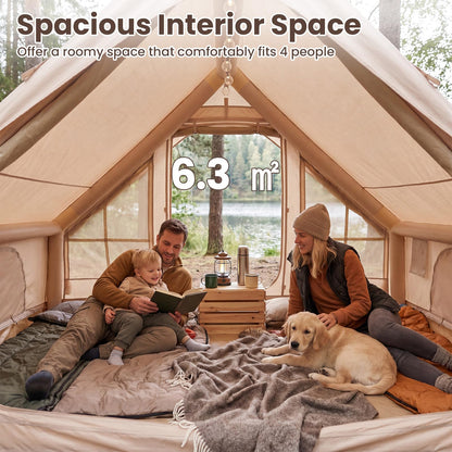 Inflatable Camping Tent with Stove Jack 4 Season Blow Up Tent with Pump