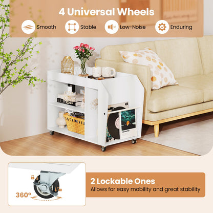 3 Tier Side End Table Rolling Nightstand with Universal Wheels