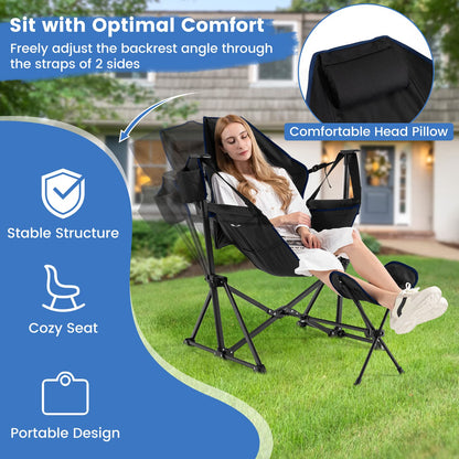 Folding Hammock Camping Chair with Retractable Footrest