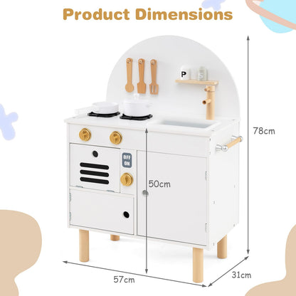 Play Kitchen for Kids Wooden Kitchen Playset with Stoves Faucet