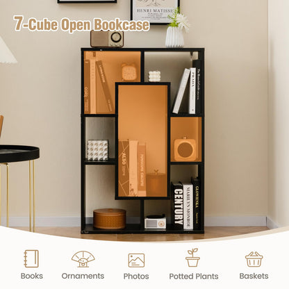 7-Cube Geometric Bookshelf Open Bookcase with Anti-Toppling Device