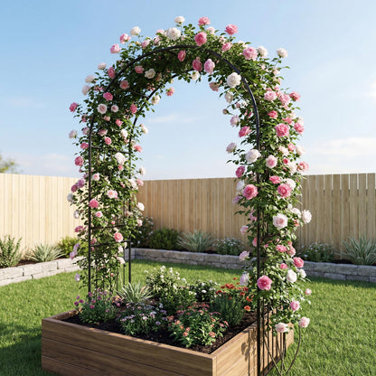 Metal Garden Arch, Large Archway Trellis Pergola Arbour for Rose Vines Climbing Plant