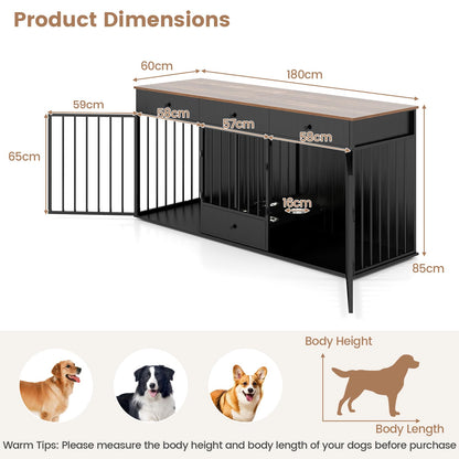 Heavy Duty Dogs Cage with Double Doors and Divider Indoor Puppy Kennel Side Table