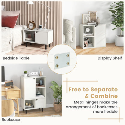 Stackable Bookcase with Adjustable Shelf and Cubes for Living Room Bedroom