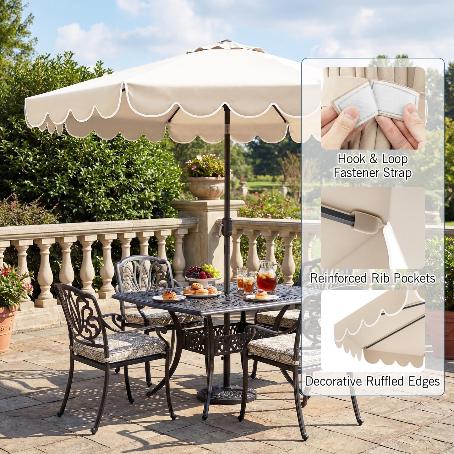 3M Garden Parasol, 8 Ribs Heavy-Duty Sun Shade Canopy