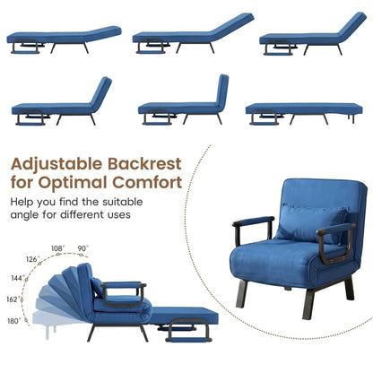 4 in 1 Folding Sofa Bed with Adjustable Backrest and Pillow | Convertible Sleeper Chair