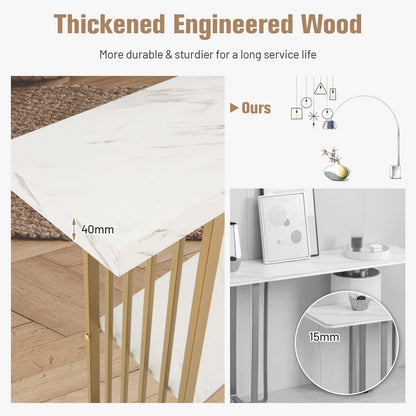 2 Tier Faux Marble Console Table for Entryway Living Room Bedroom