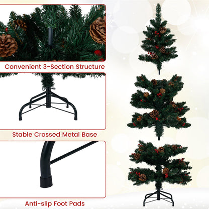 150 CM Pre-Lit Artificial Christmas Tree Spiral Holiday Tree with 448 Branch Tips