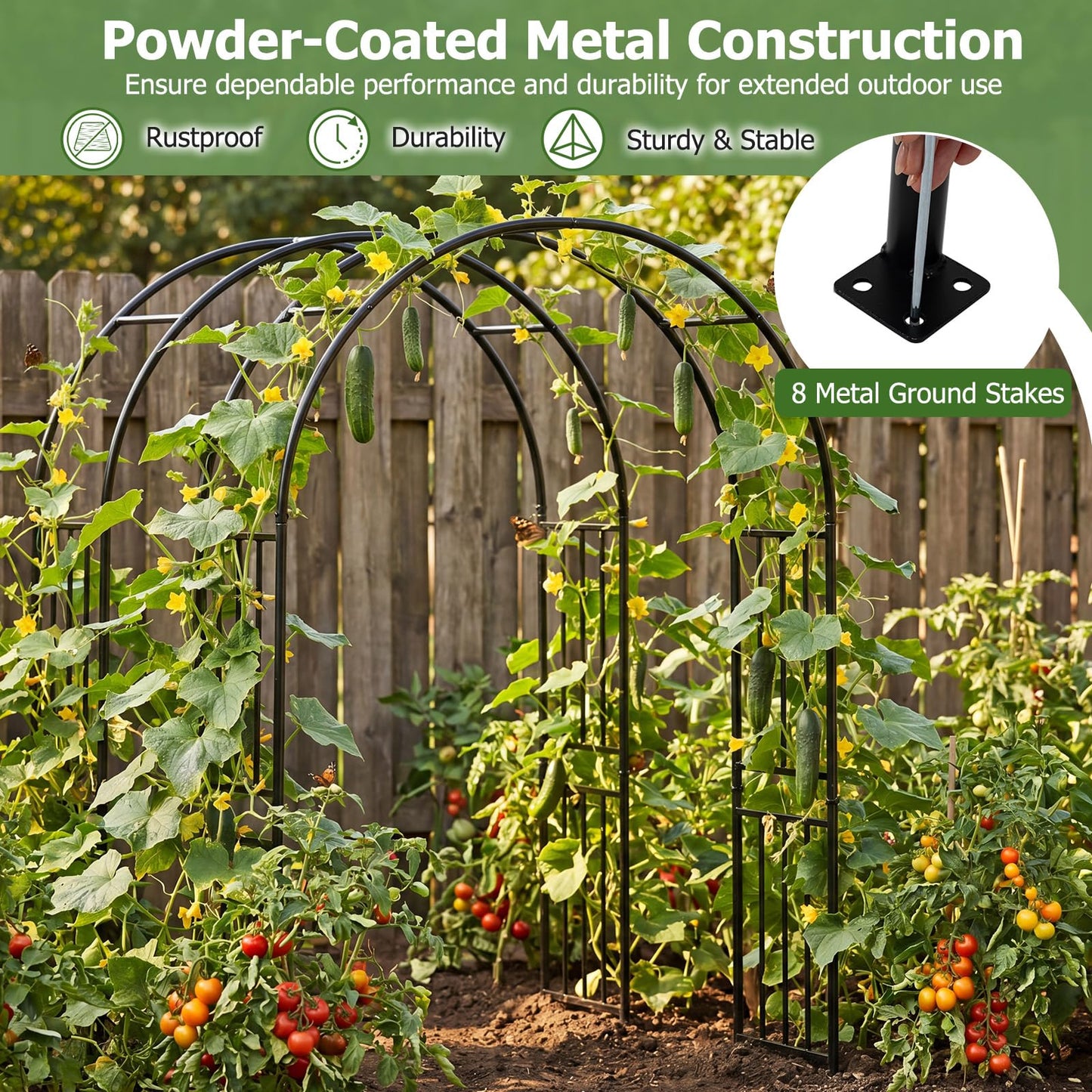 Metal Garden Arch, Large Archway Trellis Pergola Arbour for Rose Vines Climbing Plant, Patio Arbor Decoration Stand