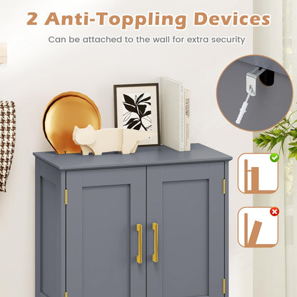 Bathroom Floor Cabinet, 110cm Freestanding Storage Cupboard
