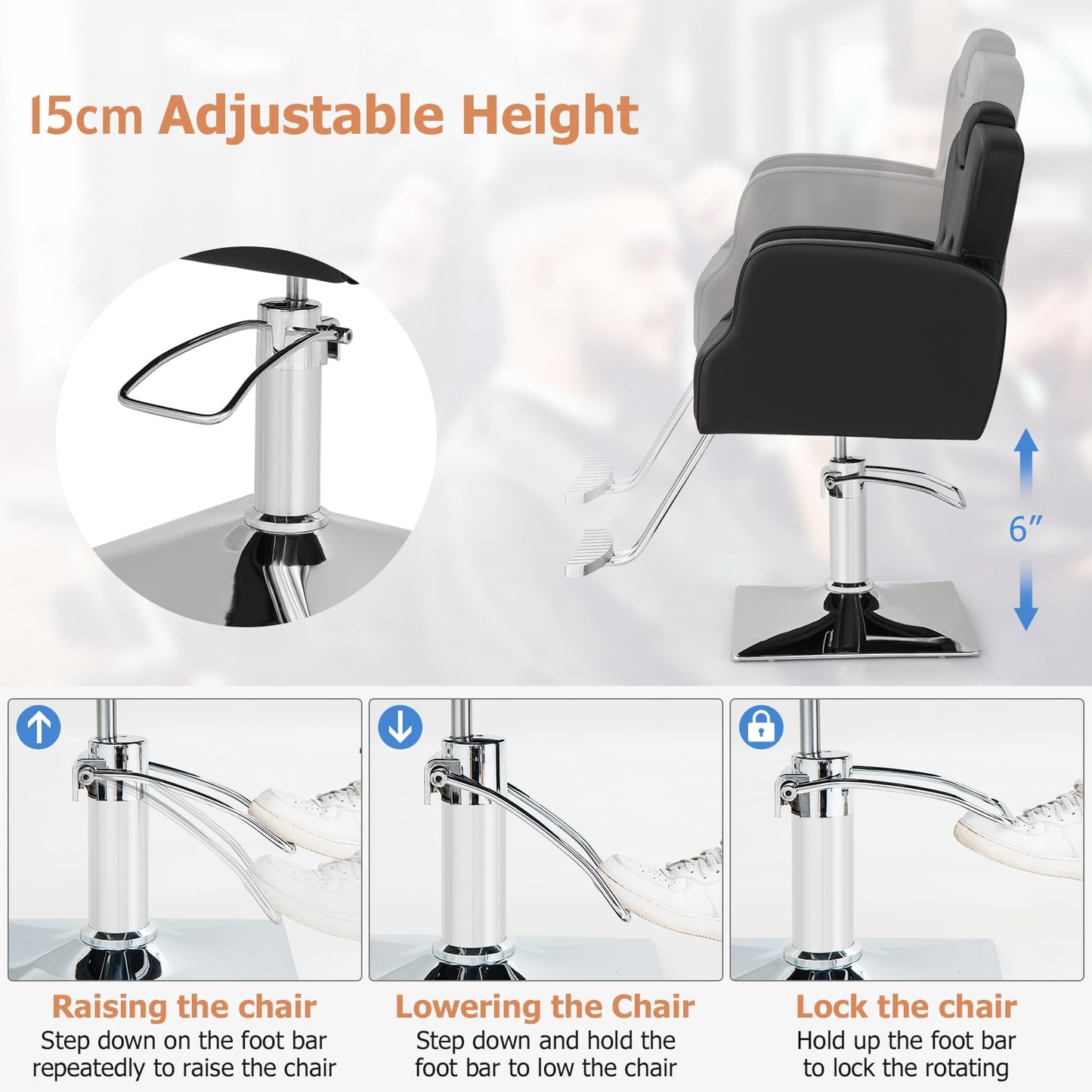 Heavy Duty Hydraulic Barber Chair Salon Chair with 360 Degrees Swivel