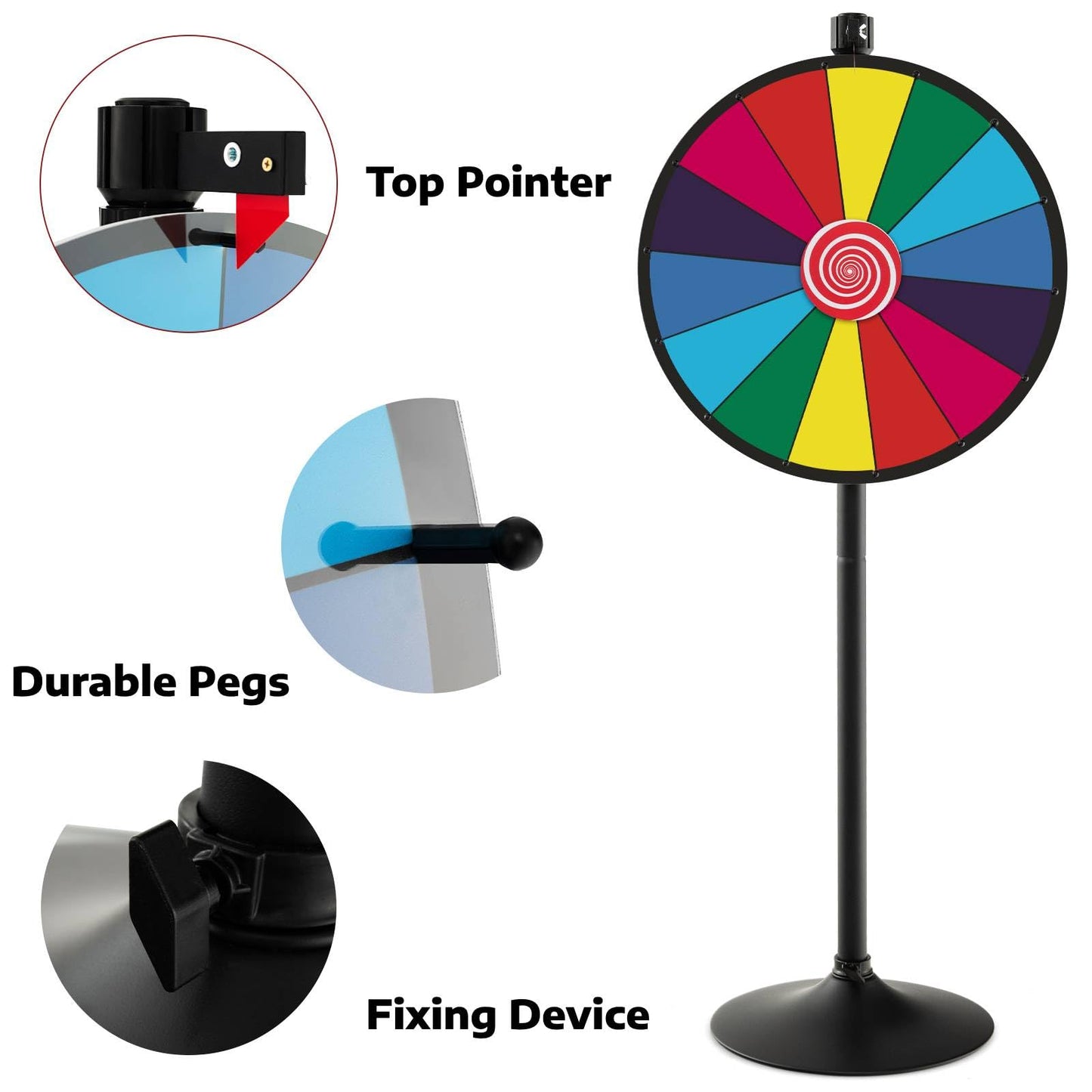 60 cm Spinning Prize Wheel Dual Use with Stand