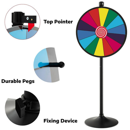 60 cm Spinning Prize Wheel Dual Use with Stand