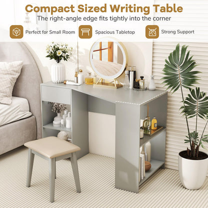 L-Shaped Computer Desk with Storage and Open Shelves for Living Room Bedroom