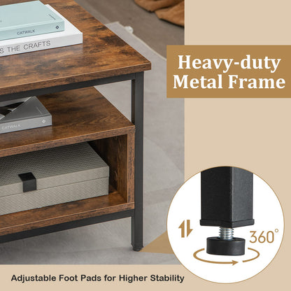 Wooden Cocktail Center Table with Storage Shelf