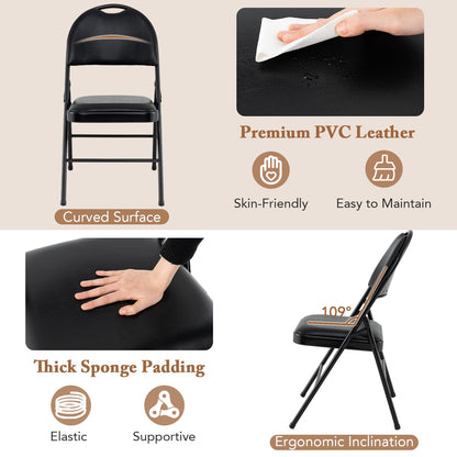 Set of 2 or 4 Folding Padded Party PVC Leather Stackable Chairs