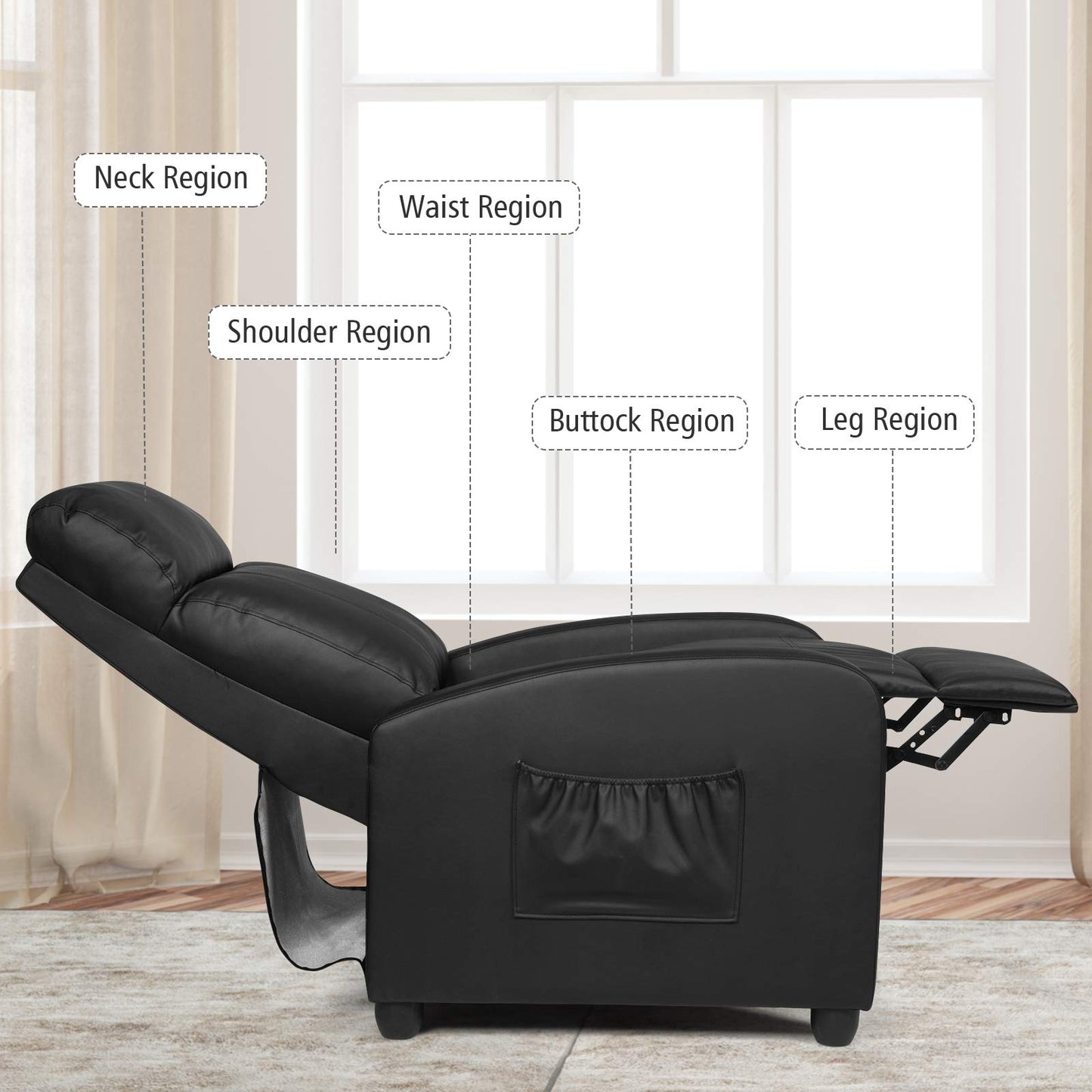 Recliner Armchair with Reclining Function and Adjustable Leg Rest