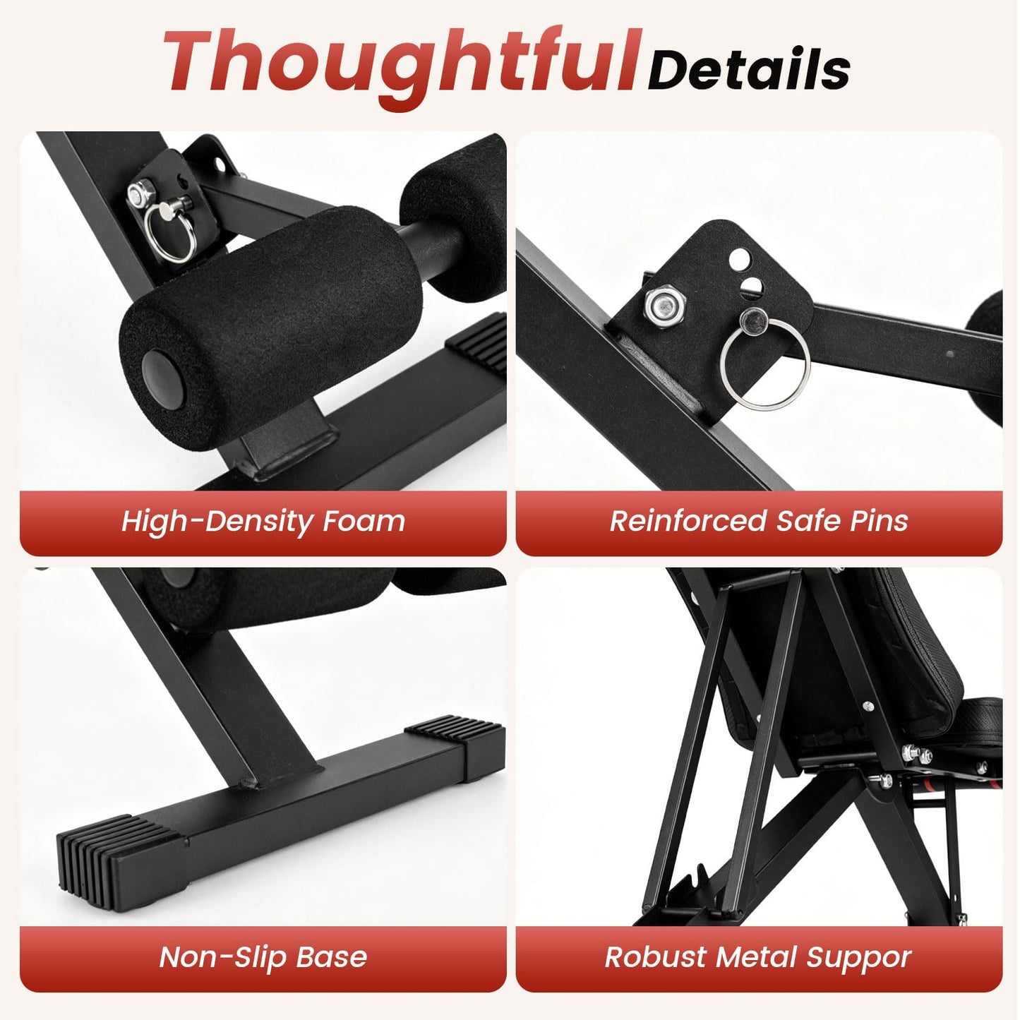 Adjustable Foldable Black Dumbbell Bench with PU Upholstery and Heavy-Duty Iron Frame