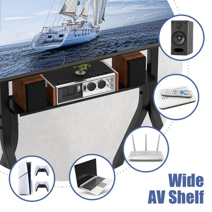 Height Adjustable Floor TV Stand with AV Shelf