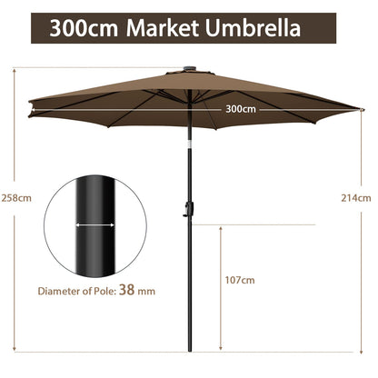 112 Solar Powered LED Lights Patio Umbrella with Tilt