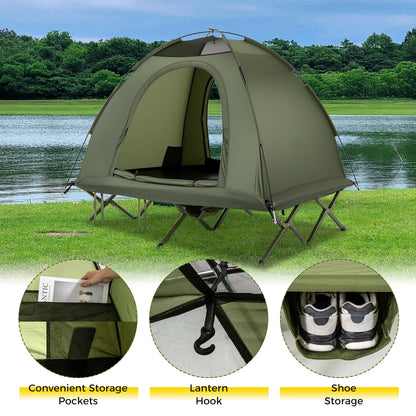 2-Person Camping Cot Tent Foldable Off-Ground Camping Combo for Adults